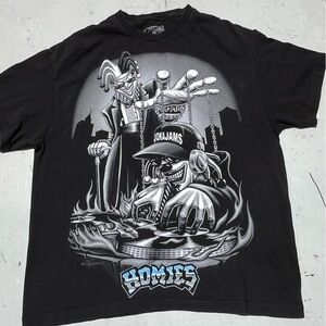 Men's Homies T-Shirt Black Cartoon Art XL Street Spray‎ Paint Jester Little Hood